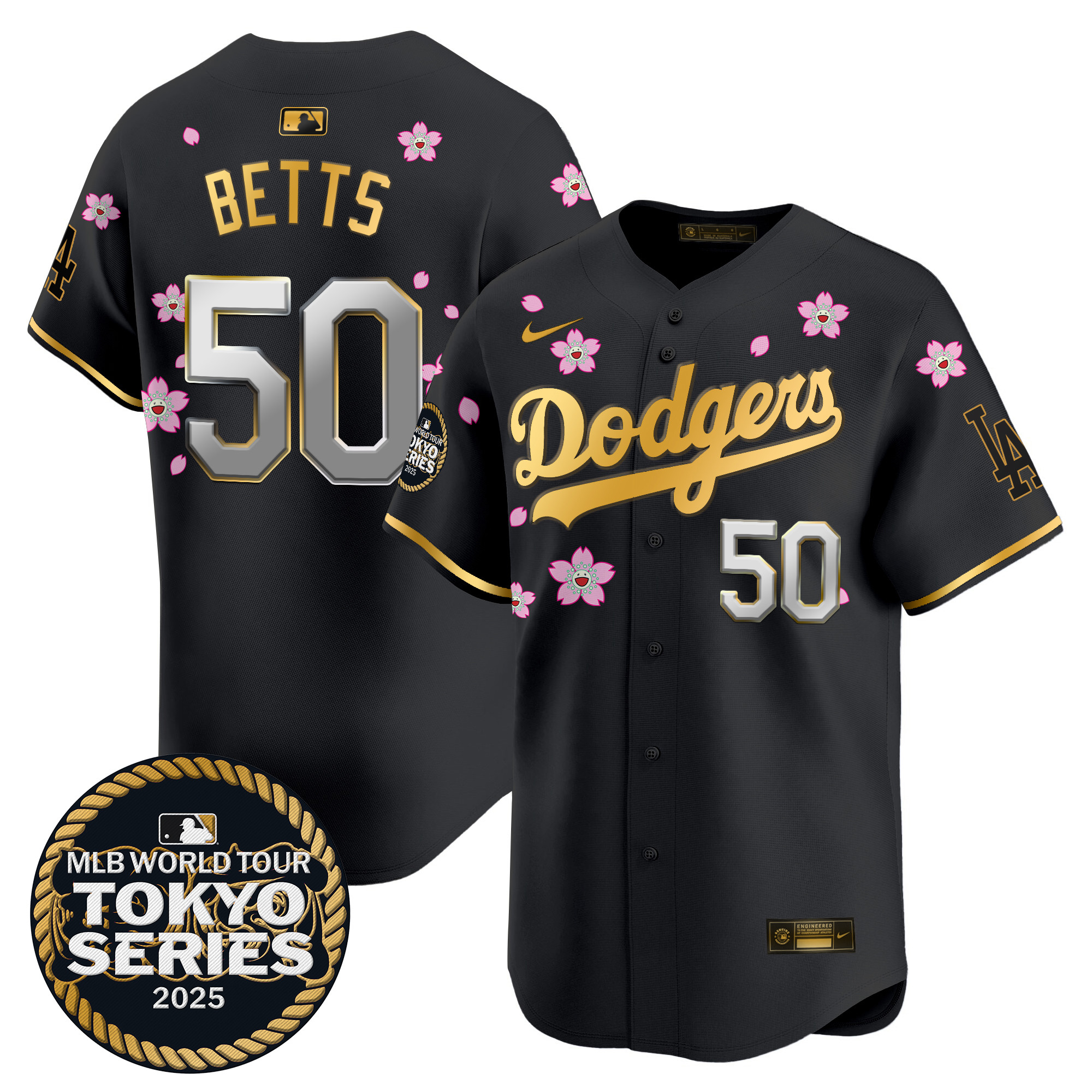 Men Los Angeles Dodgers #50 Betts Tokyo Series black Limited Stitched 2025 Jersey
